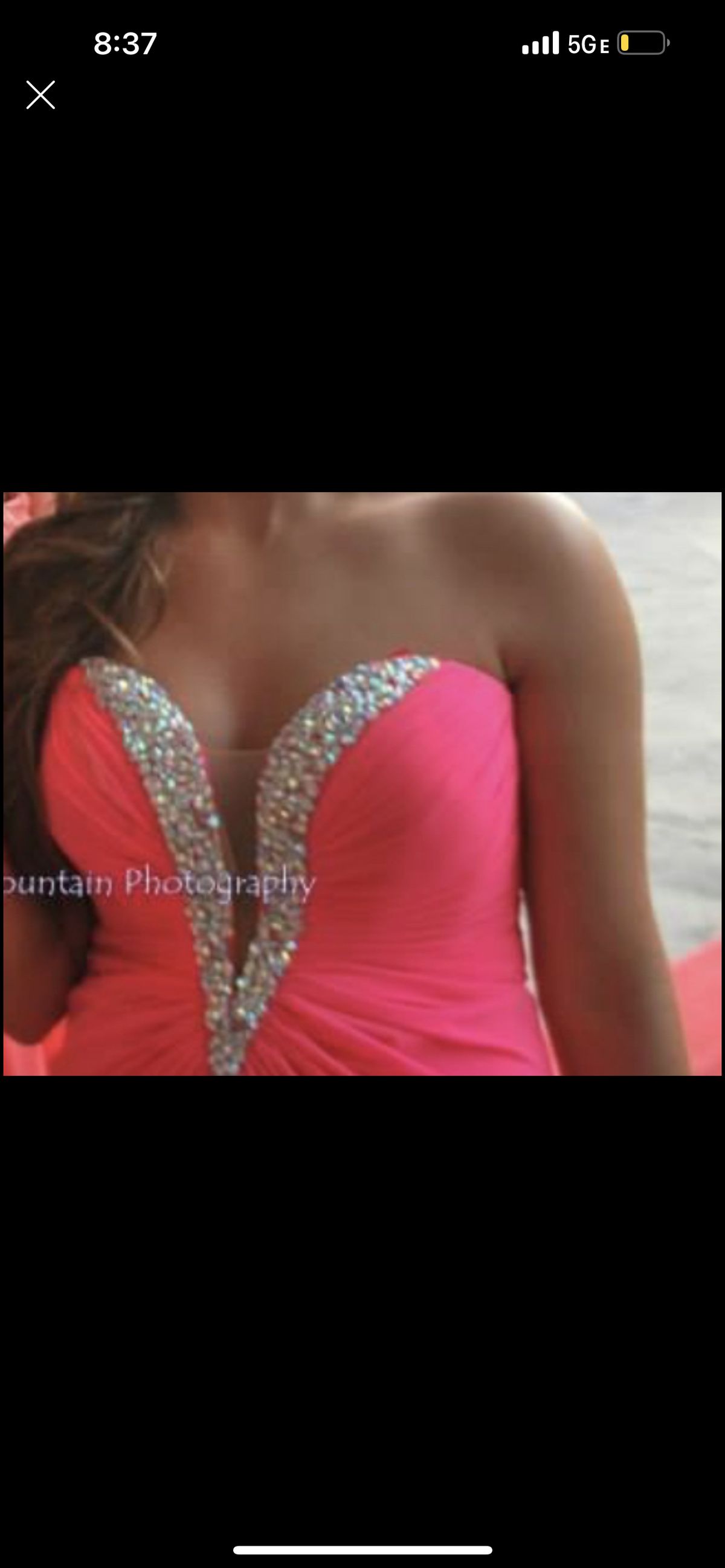 La Femme Size 2 Prom Strapless Sequined Hot Pink Side Slit Dress on Queenly