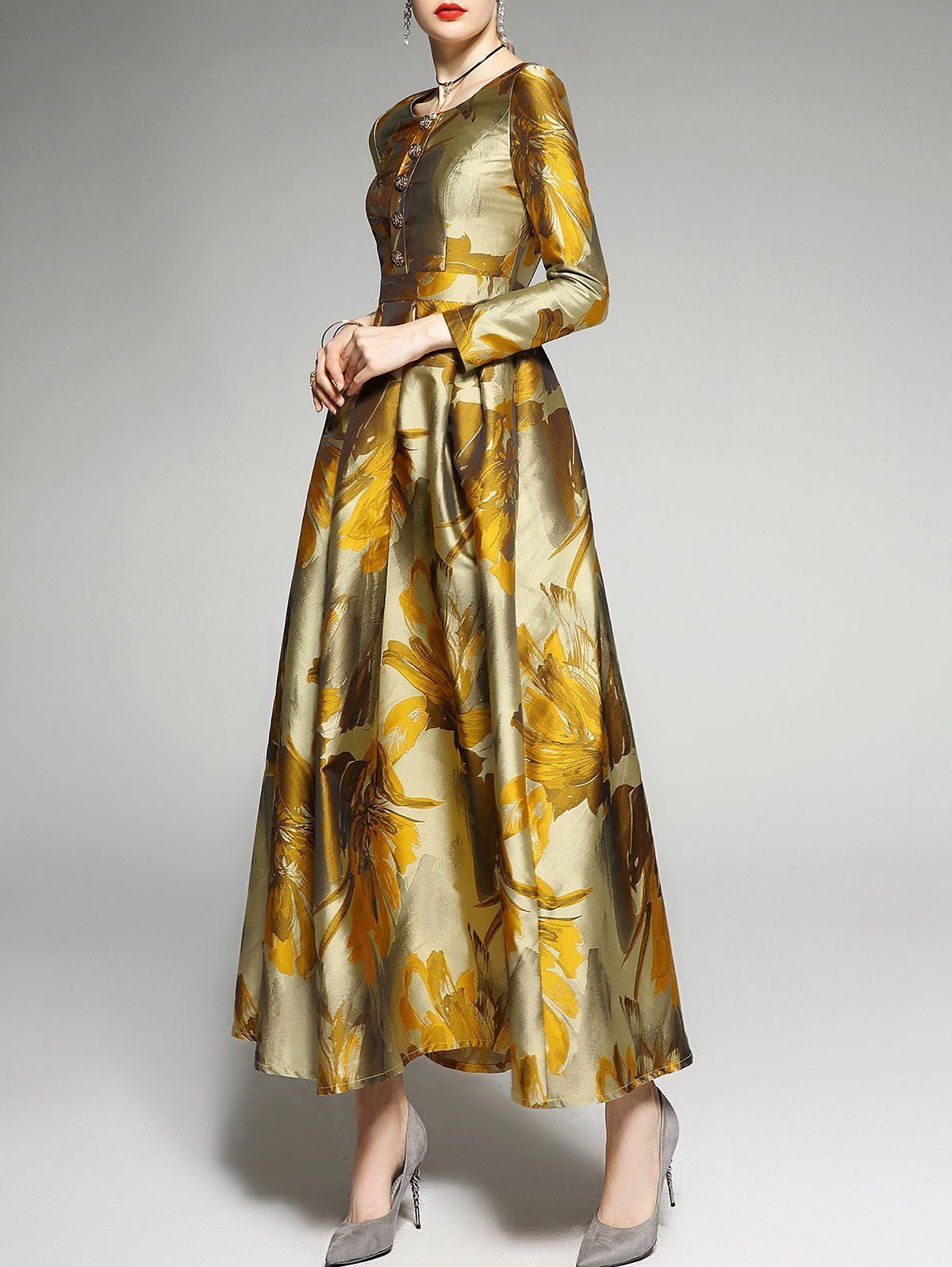 Style ASS0005 Faeriesty Size M Prom Long Sleeve Gold A-line Dress on Queenly