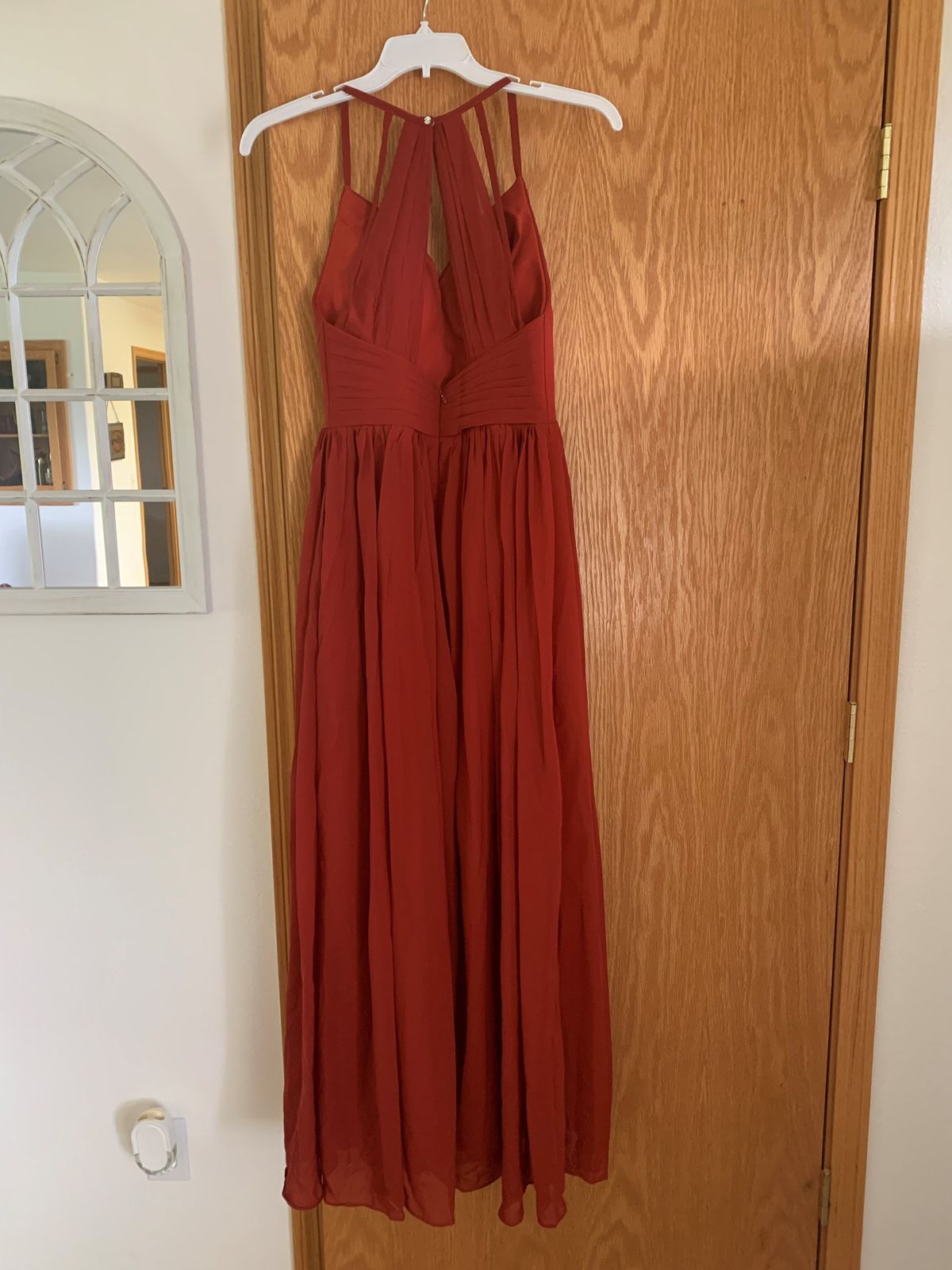 Size 6 Bridesmaid Burgundy Red A-line Dress on Queenly