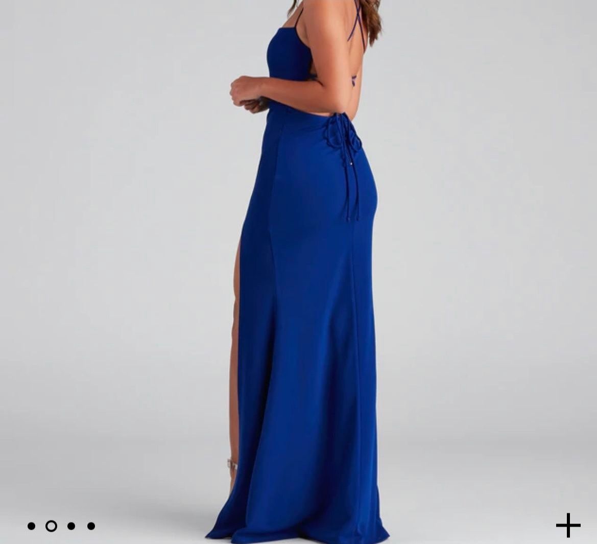 Style High Slit Windsor Size M Prom Cap Sleeve Royal Blue Side Slit Dress on Queenly
