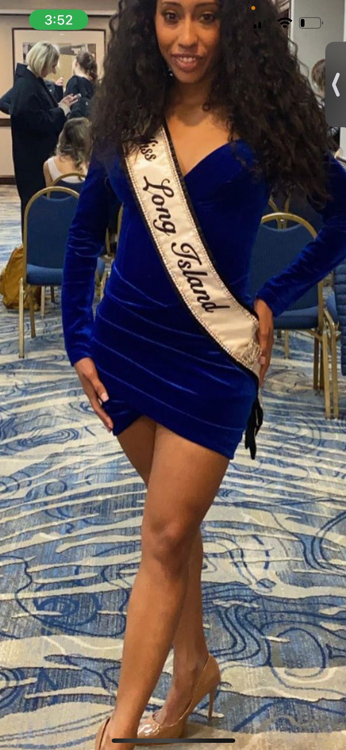 Miss Circle Size 0 Homecoming Long Sleeve Velvet Royal Blue Cocktail Dress on Queenly