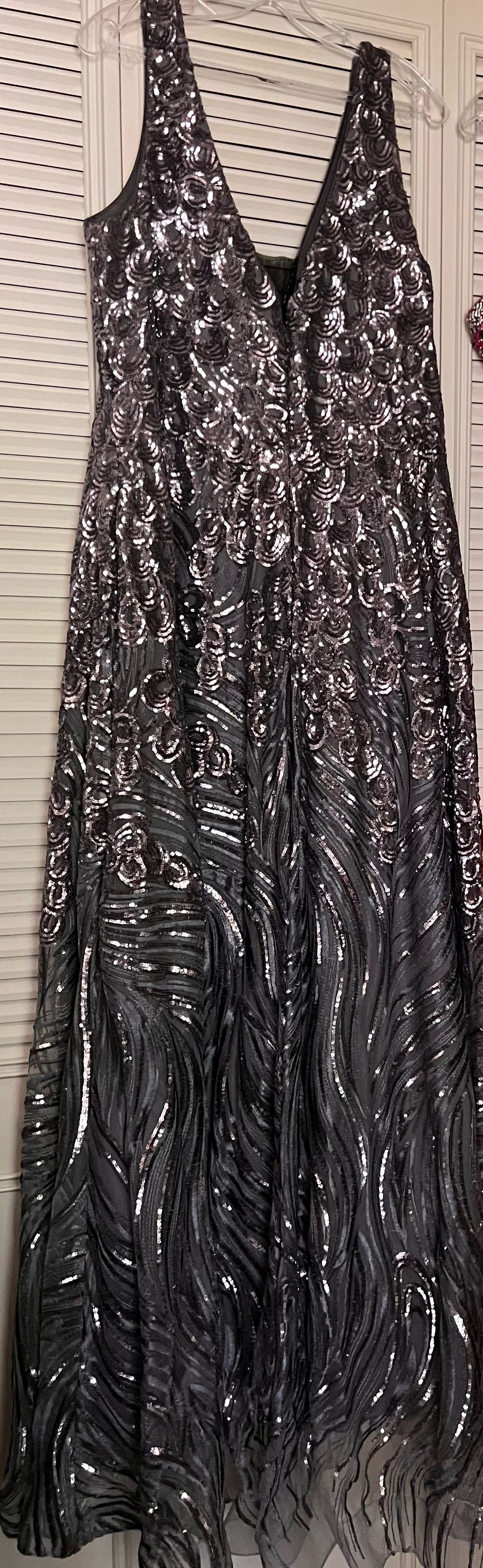Jovani Plus Size 20 Prom Sheer Gray A-line Dress on Queenly
