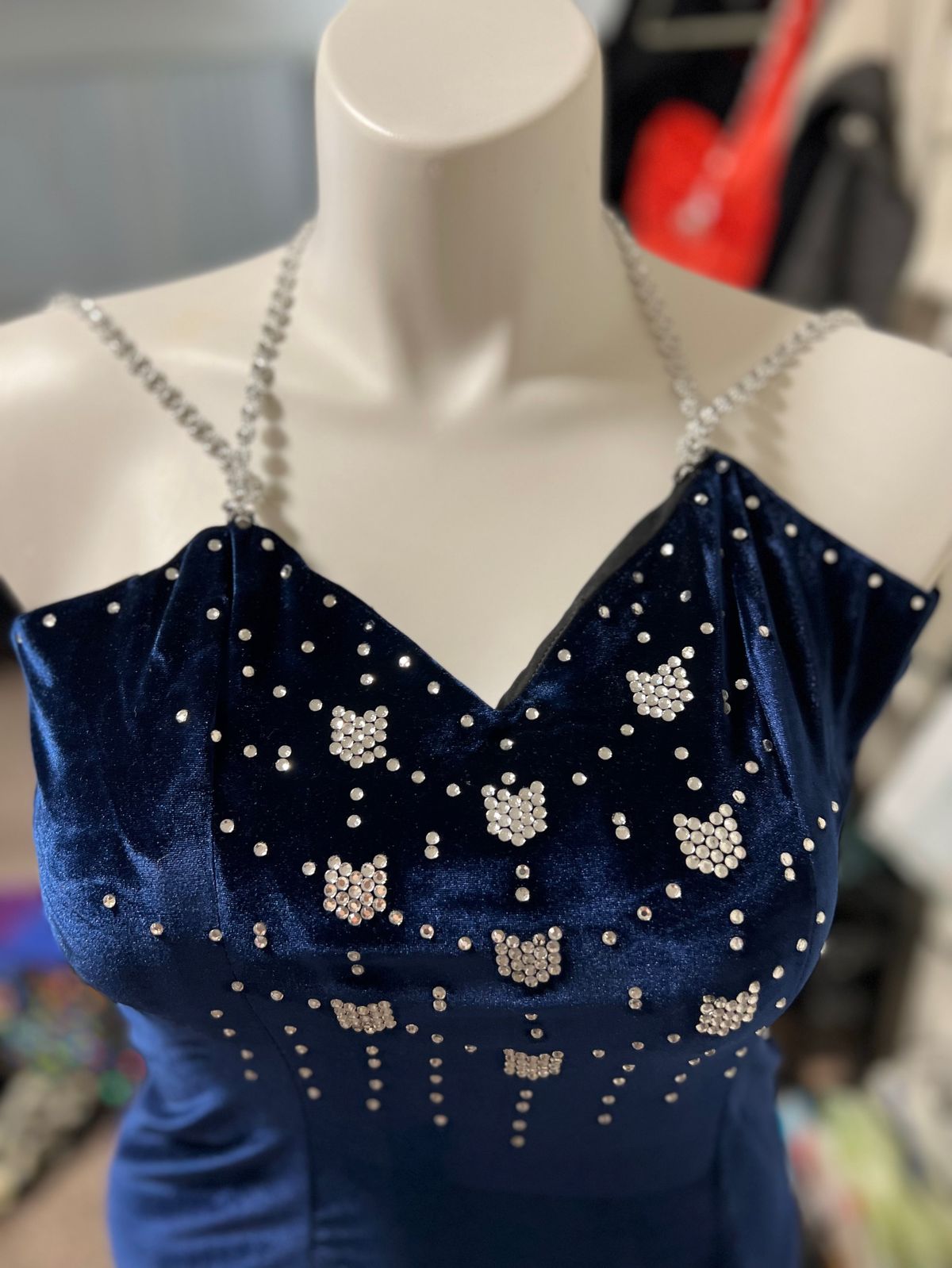 Size 6 Prom Velvet Royal Blue Side Slit Dress on Queenly