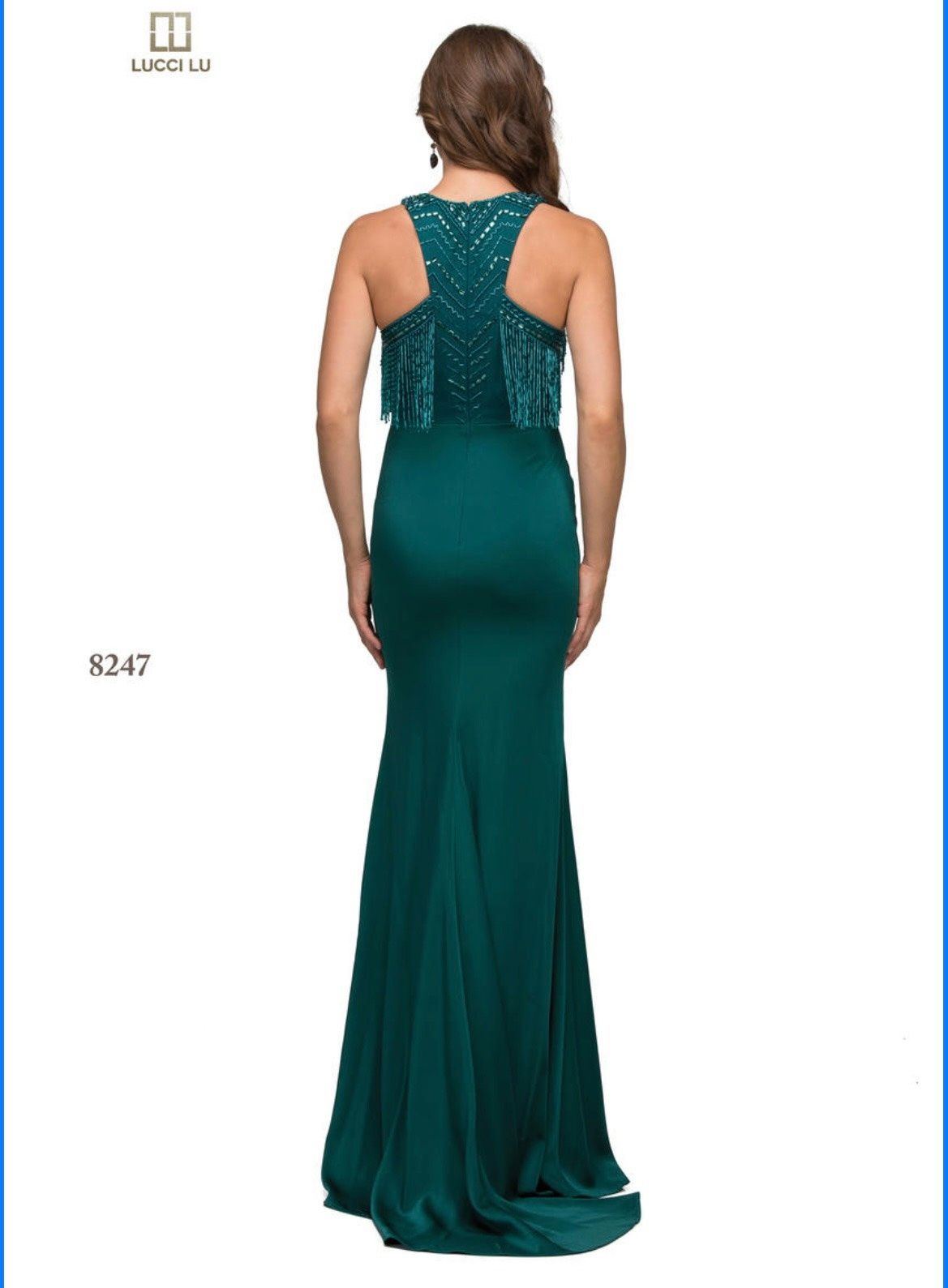 Lucci Lu Size 4 High Neck Green Side Slit Dress on Queenly