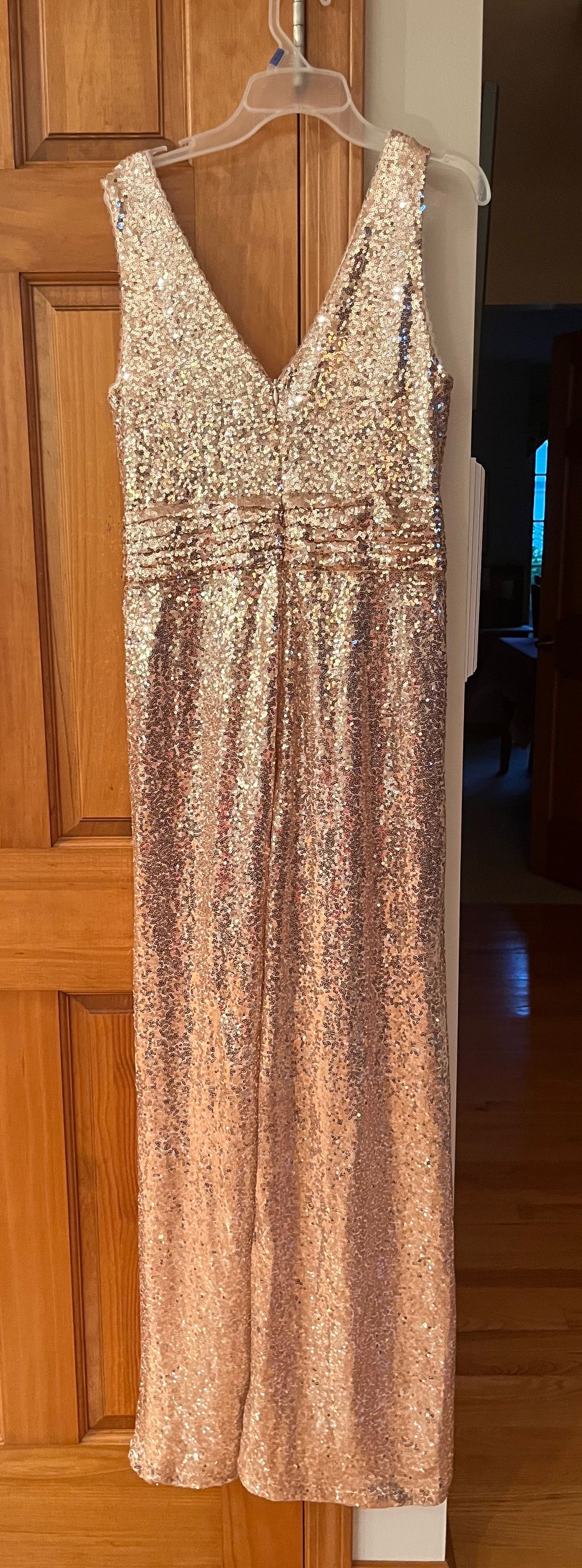 Size 8 Prom Plunge Nude Floor Length Maxi on Queenly