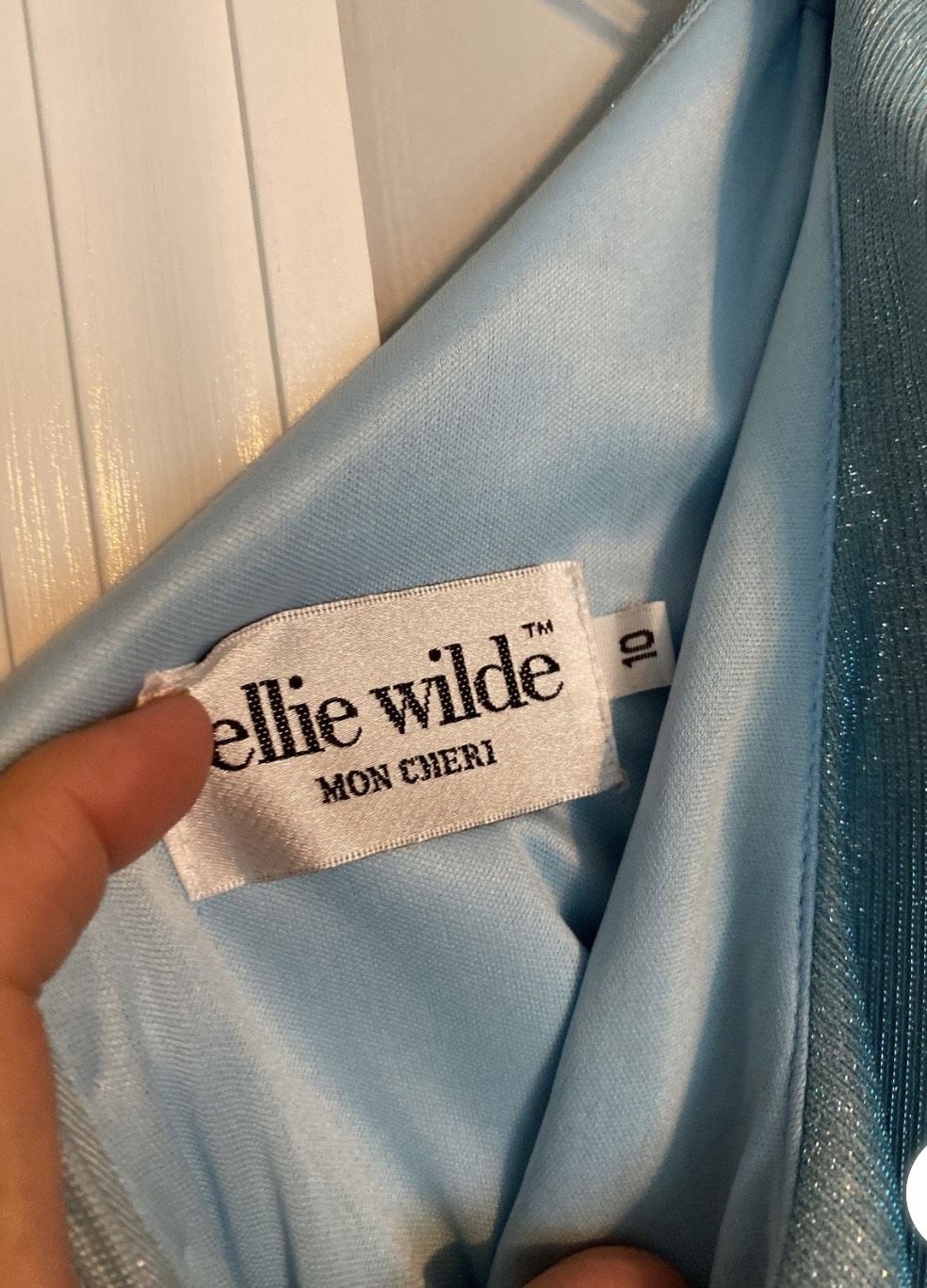 Ellie Wilde Size 10 Prom One Shoulder Blue Cocktail Dress on Queenly