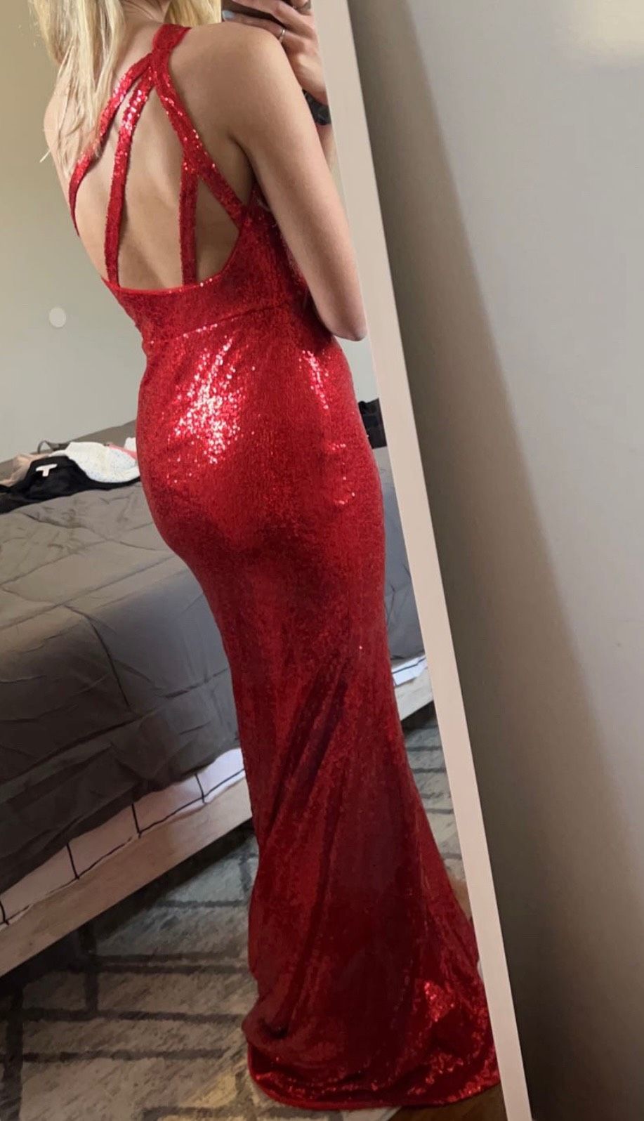 Sherri Hill Size 4 Prom One Shoulder Red Mermaid Dress on Queenly