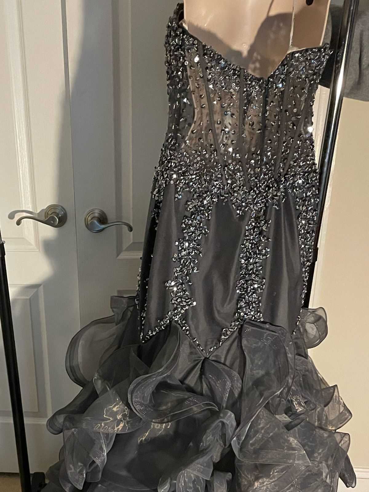 Jovani Size 14 Prom Strapless Gray Mermaid Dress on Queenly
