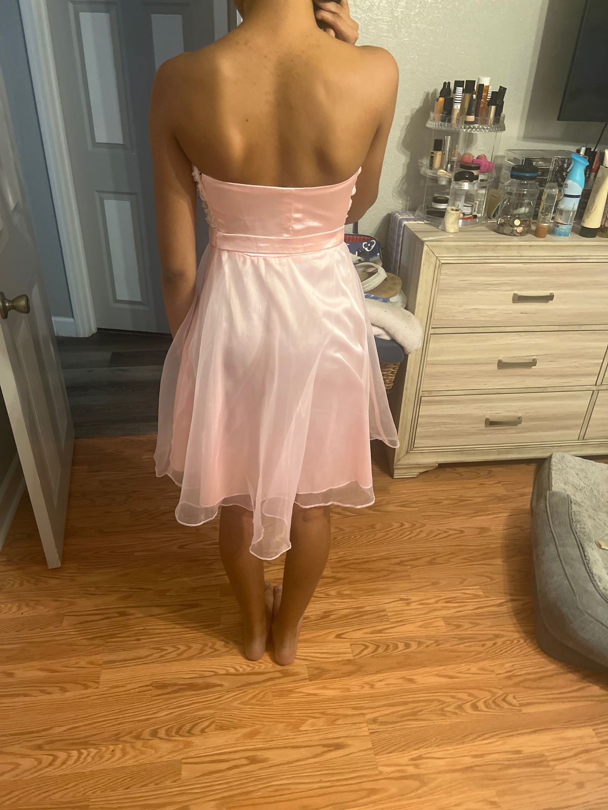 Size 4 Prom Strapless Pink Cocktail Dress on Queenly