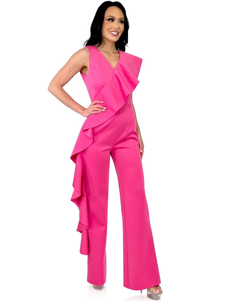 Style 8153 Marc Defang Size 12 Pageant Hot Pink Formal Jumpsuit on Queenly