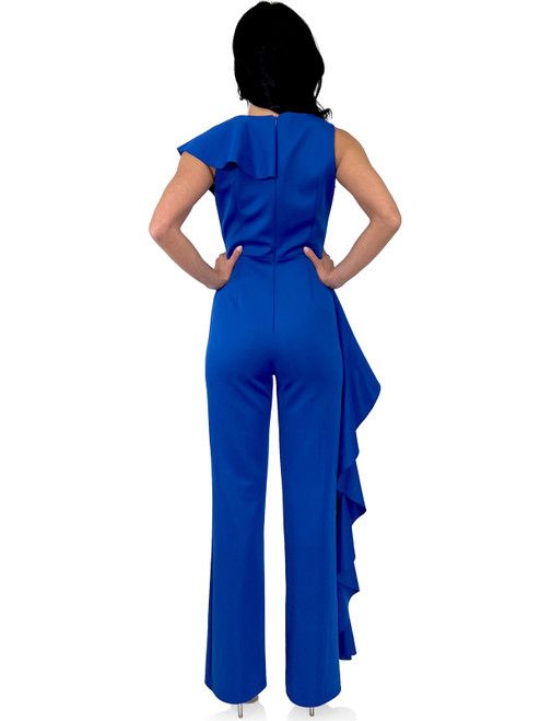 Style 8153 Marc Defang Size 4 Pageant Royal Blue Formal Jumpsuit on Queenly