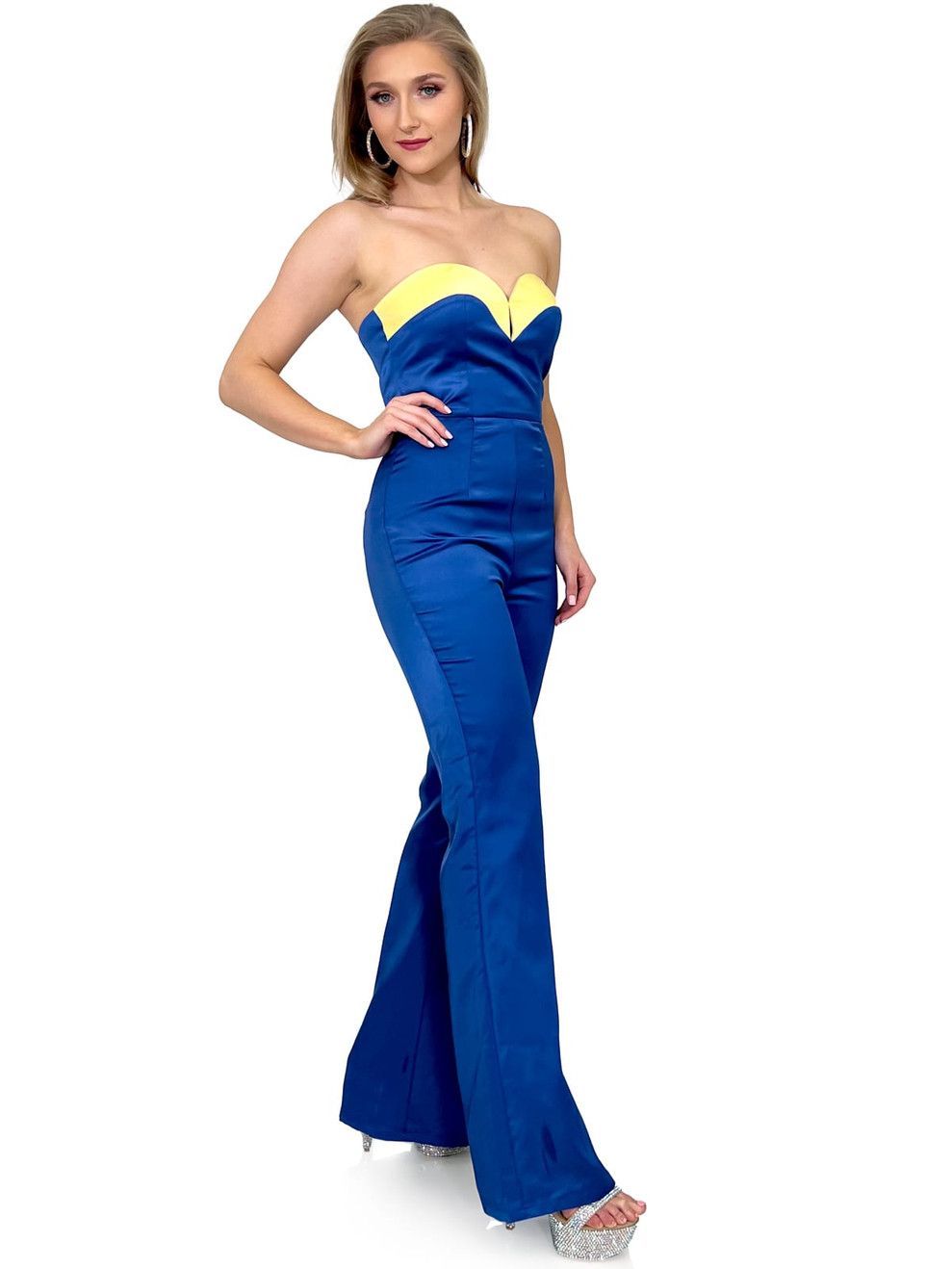 Style 8171 Marc Defang Size 4 Pageant Royal Blue Formal Jumpsuit on Queenly