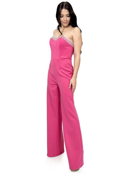 Style 8180 Marc Defang Size 4 Pageant Hot Pink Formal Jumpsuit on Queenly
