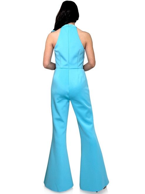 Style 8226 Marc Defang Size 4 Pageant Turquoise Blue Formal Jumpsuit on Queenly