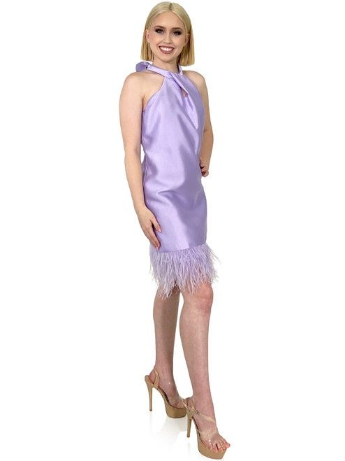 Style 8193 Marc Defang Size 4 Pageant Halter Purple Cocktail Dress on Queenly
