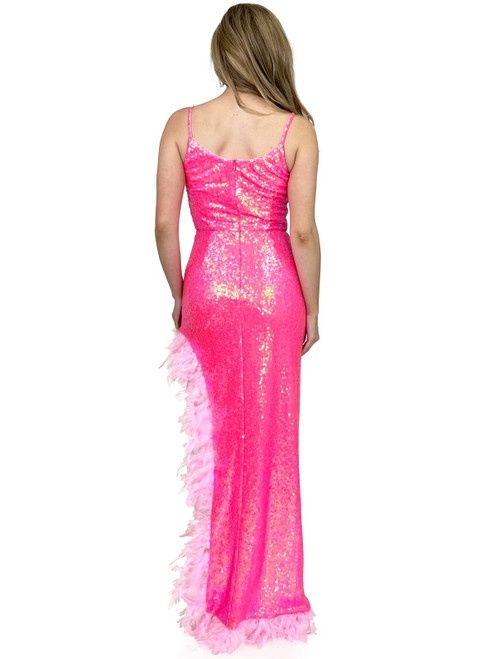 Style 8221 Marc Defang Size 0 Prom Hot Pink Side Slit Dress on Queenly