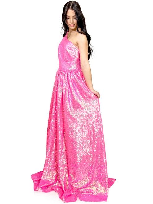 Style 8068 Marc Defang Plus Size 16 Prom Pink Ball Gown on Queenly