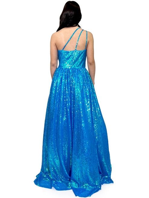 Style 8068 Marc Defang Size 6 Prom Turquoise Blue Ball Gown on Queenly