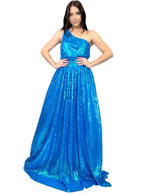 Style 8068 Marc Defang Size 6 Prom Turquoise Blue Ball Gown on Queenly