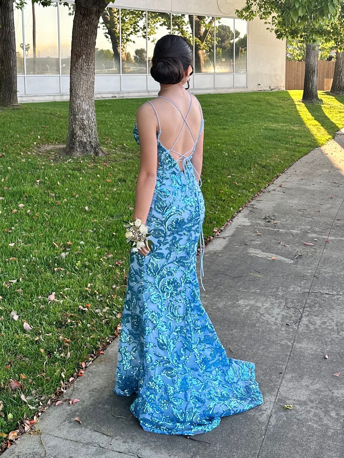 Amarra Size 0 Plunge Blue Mermaid Dress on Queenly