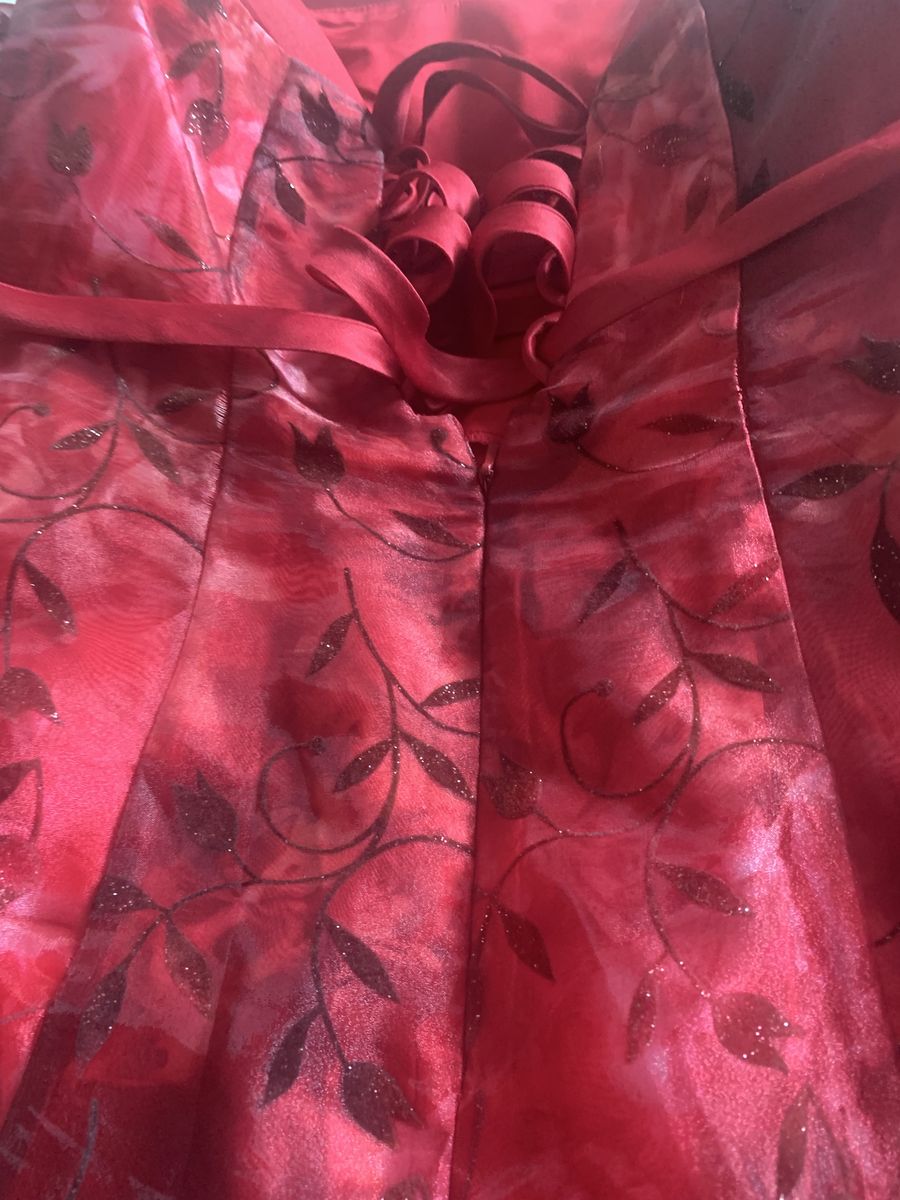 ZUMZUM Size 6 Prom Strapless Floral Red Ball Gown on Queenly