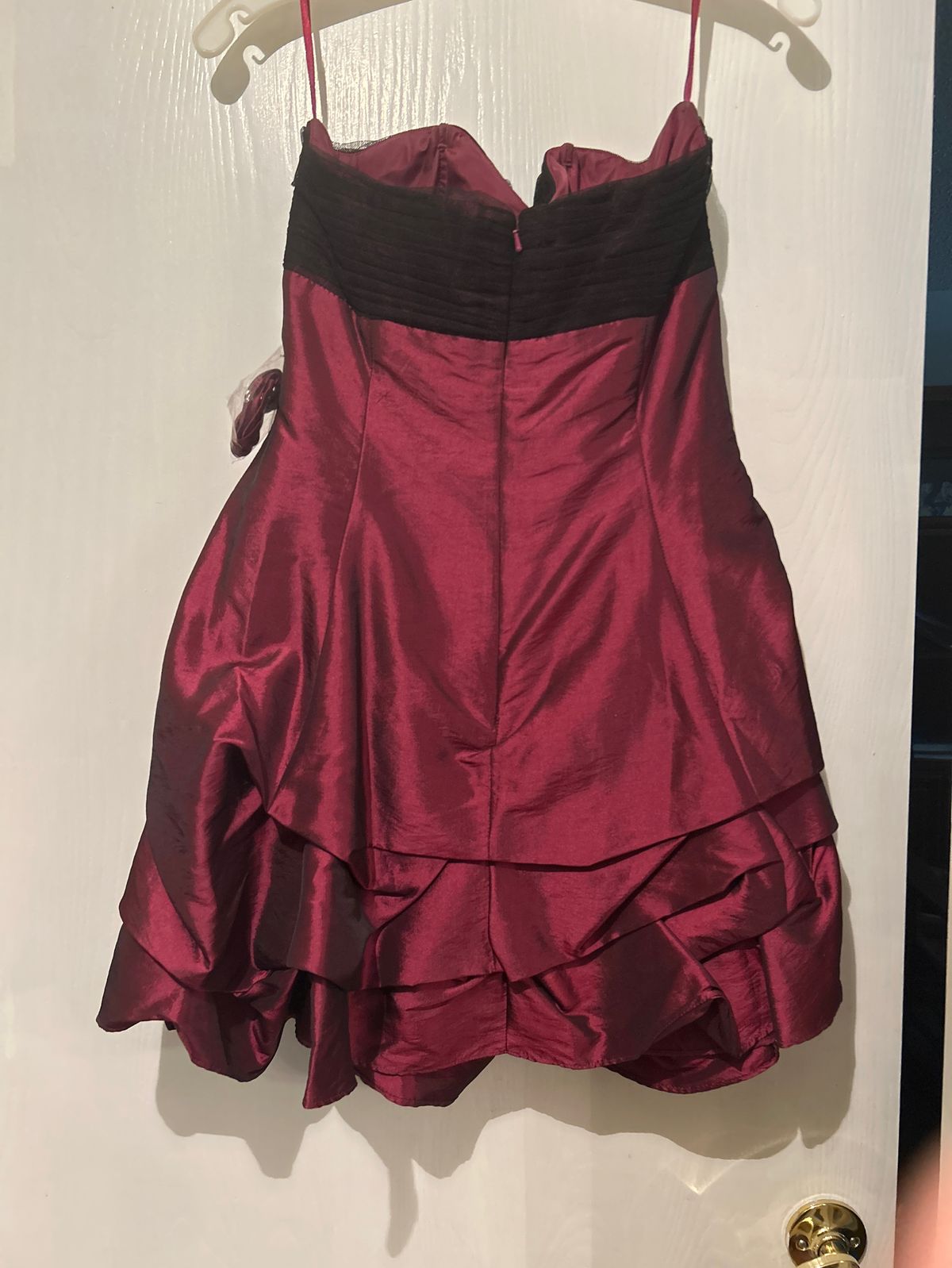 Size 10 Homecoming Strapless Sequined Burgundy Red Cocktail Dress on Queenly