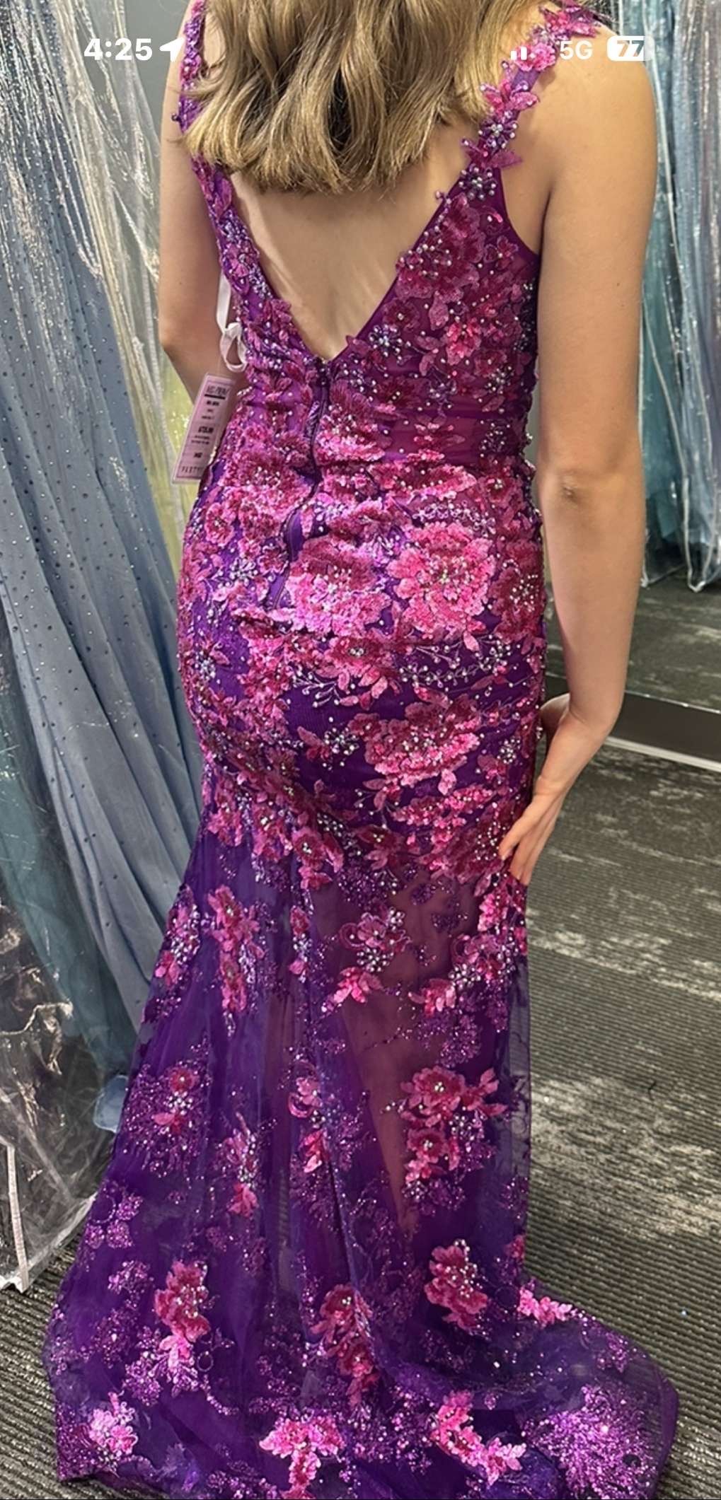 Jovani Size 2 Prom Plunge Sequined Multicolor Side Slit Dress on Queenly