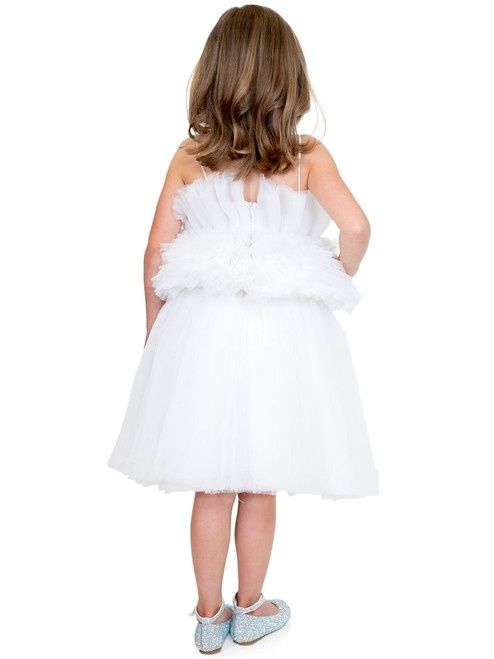 Style 5086 Marc Defang Girls Size 6 Pageant White Cocktail Dress on Queenly