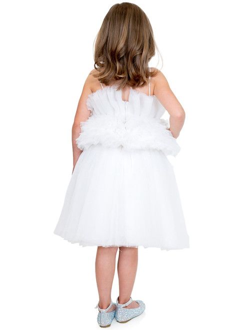 Style 5086 Marc Defang Girls Size 7 Pageant White Cocktail Dress on Queenly