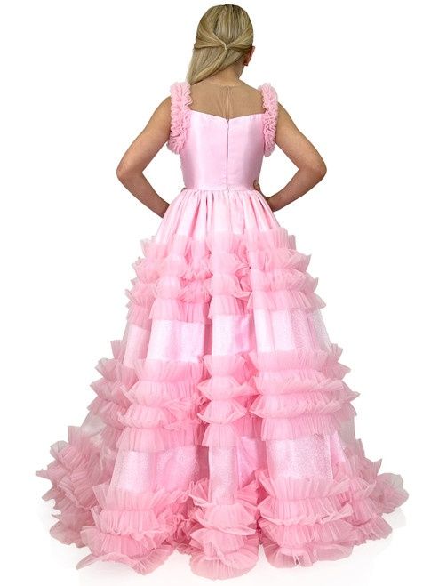 Style 5109 Marc Defang Girls Size 4 Pageant Pink Ball Gown on Queenly