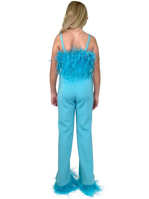 Style 8210K Marc Defang Girls Size 4 Pageant Blue Formal Jumpsuit on Queenly