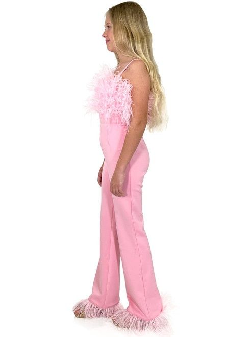Style 8210K Marc Defang Girls Size 4 Pageant Pink Formal Jumpsuit on Queenly