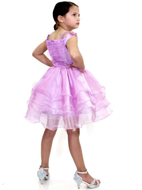 Style 5065 Marc Defang Girls Size 8 Pageant Off The Shoulder Sequined Purple Cocktail Dress on Queenly