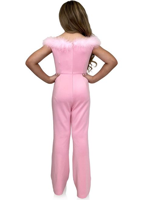 Style 8185K Marc Defang Girls Size 4 Pageant Pink Formal Jumpsuit on Queenly