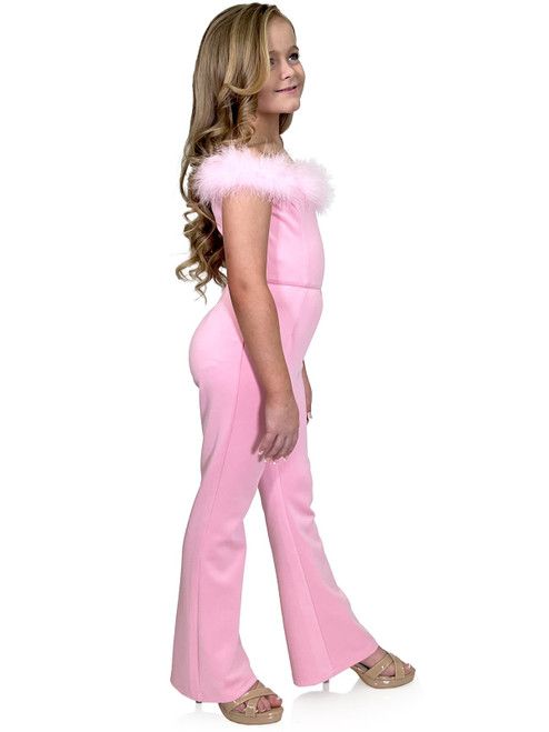 Style 8185K Marc Defang Girls Size 4 Pageant Pink Formal Jumpsuit on Queenly