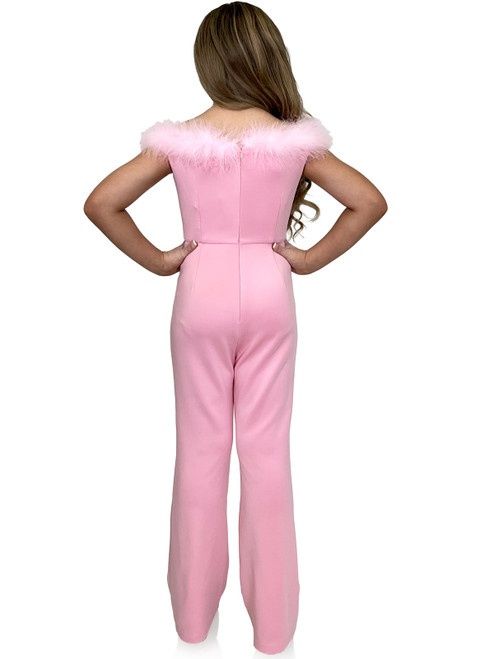 Style 8185K Marc Defang Girls Size 5 Pageant Pink Formal Jumpsuit on Queenly