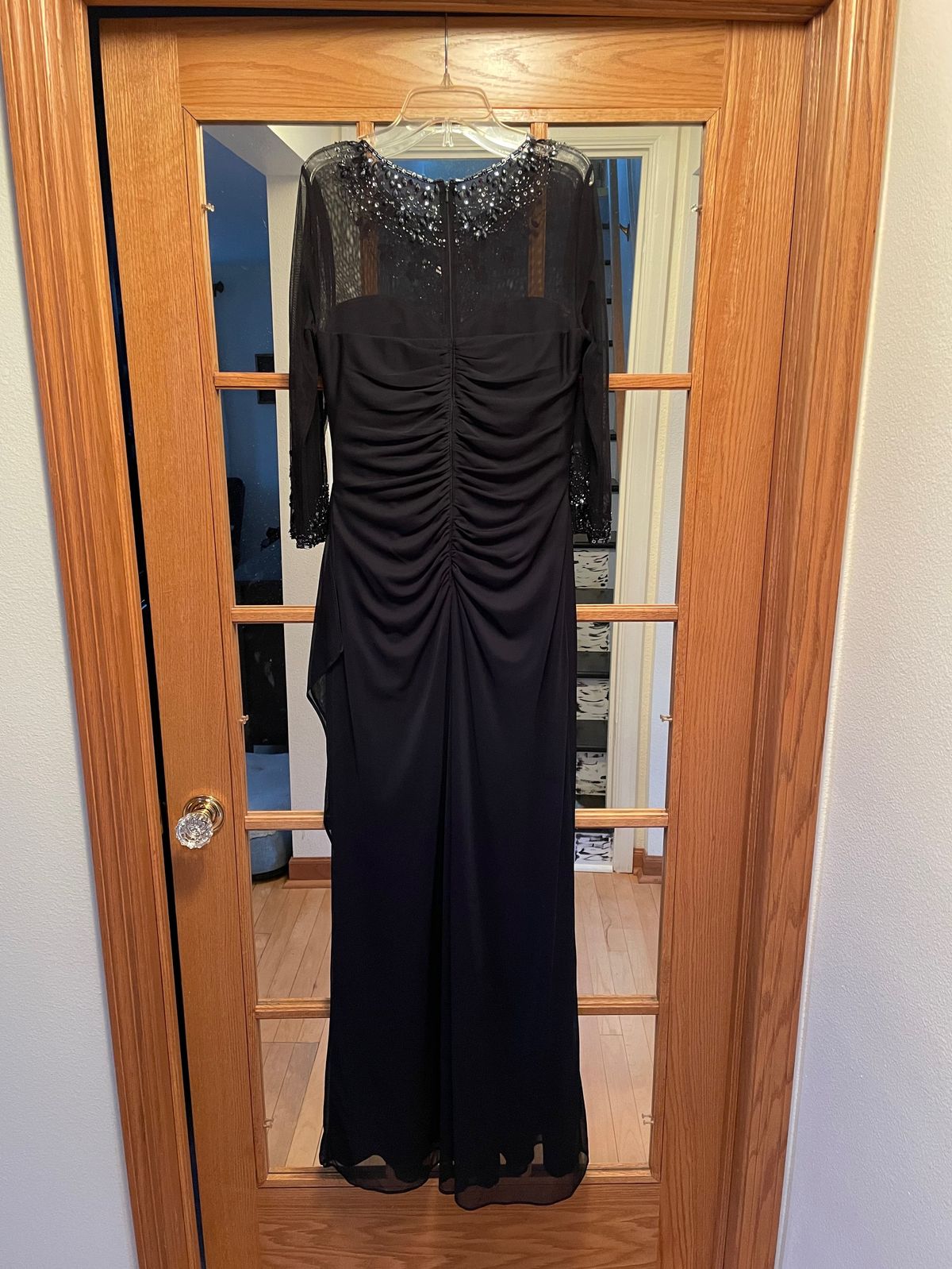 Patra Size 6 Long Sleeve Sequined Navy Blue Floor Length Maxi on Queenly