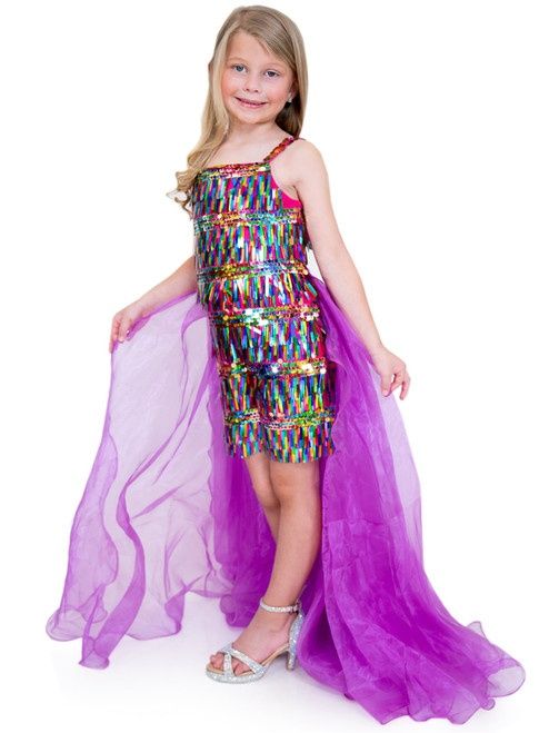 Style 5010 Marc Defang Girls Size 4 Fun Fashion Multicolor Formal Jumpsuit on Queenly