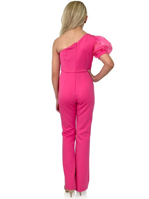 Style 8179K Marc Defang Girls Size 4 Pageant Hot Pink Formal Jumpsuit on Queenly
