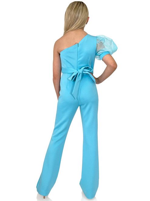 Style 8179K Marc Defang Girls Size 7 Pageant Blue Formal Jumpsuit on Queenly