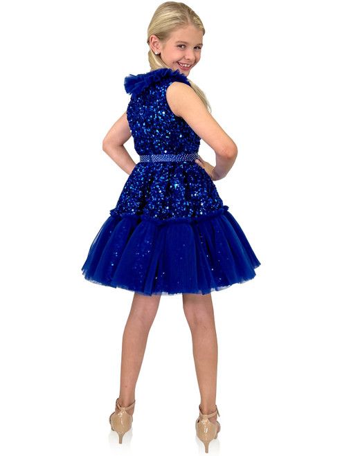 Style 5111 Marc Defang Girls Size 5 Pageant Royal Blue Cocktail Dress on Queenly