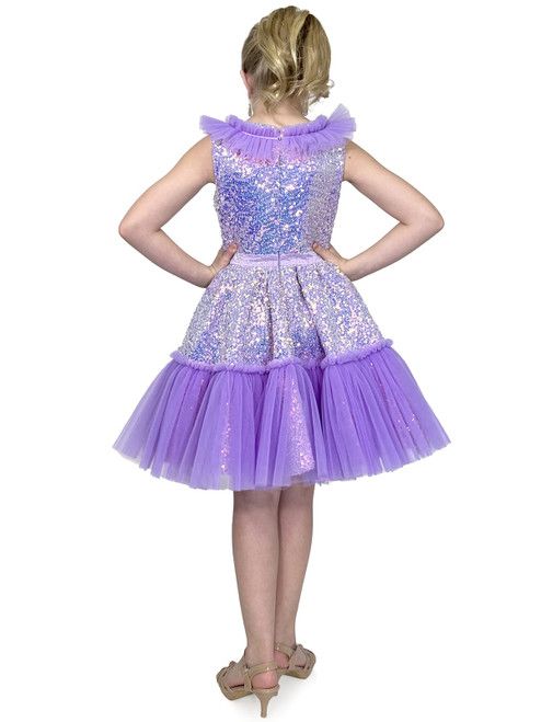 Style 5111 Marc Defang Girls Size 12 Pageant Purple Cocktail Dress on Queenly