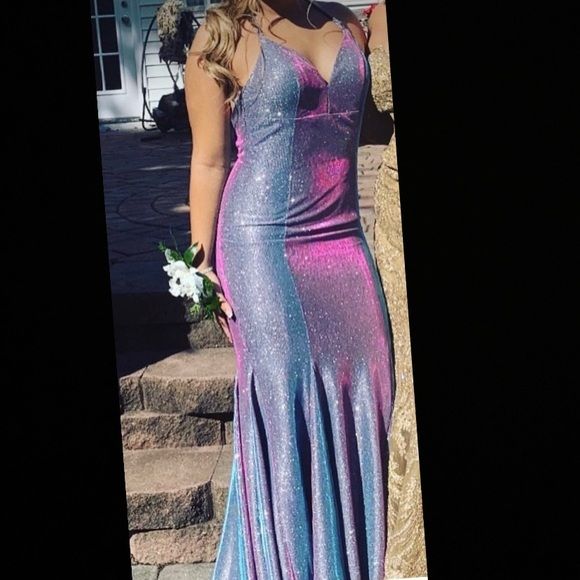 Style 1911P8174 Terani Couture Plus Size -4 Prom Plunge Light Purple Mermaid Dress on Queenly