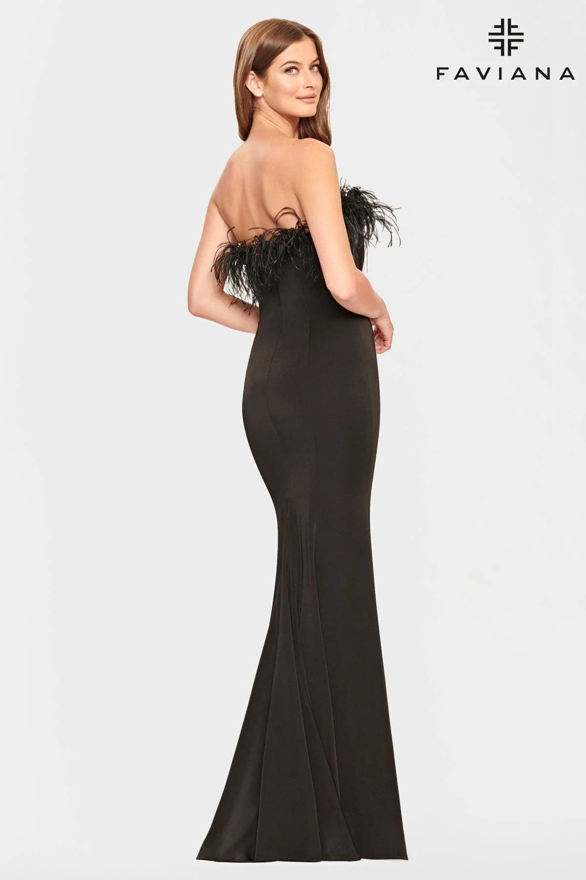 Style S10851 Faviana Size 12 Pageant Black Side Slit Dress on Queenly