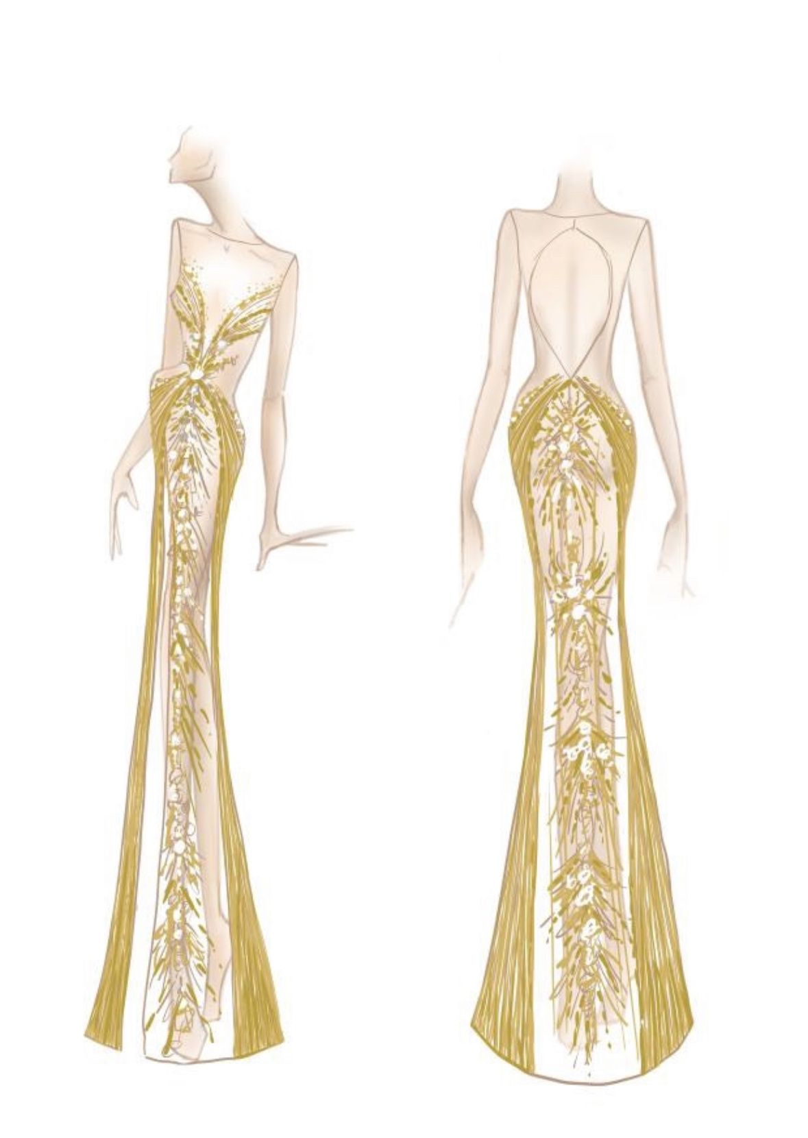 Gl Garlate Design Size 2 Pageant One Shoulder Gold Mermaid Dress