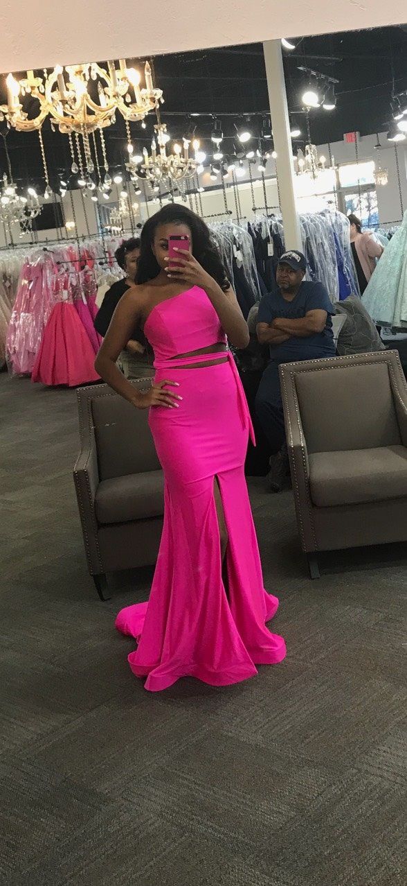 Style 2137 Colors Size 6 Prom One Shoulder Pink Side Slit Dress on Queenly