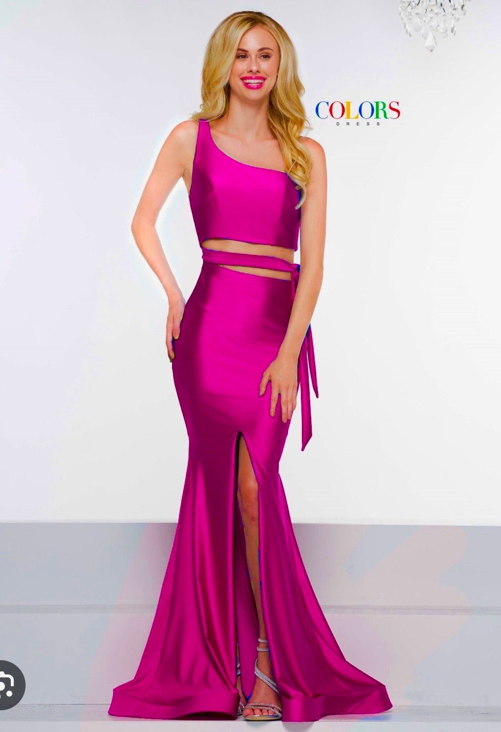 Style 2137 Colors Size 6 Prom One Shoulder Pink Side Slit Dress on Queenly