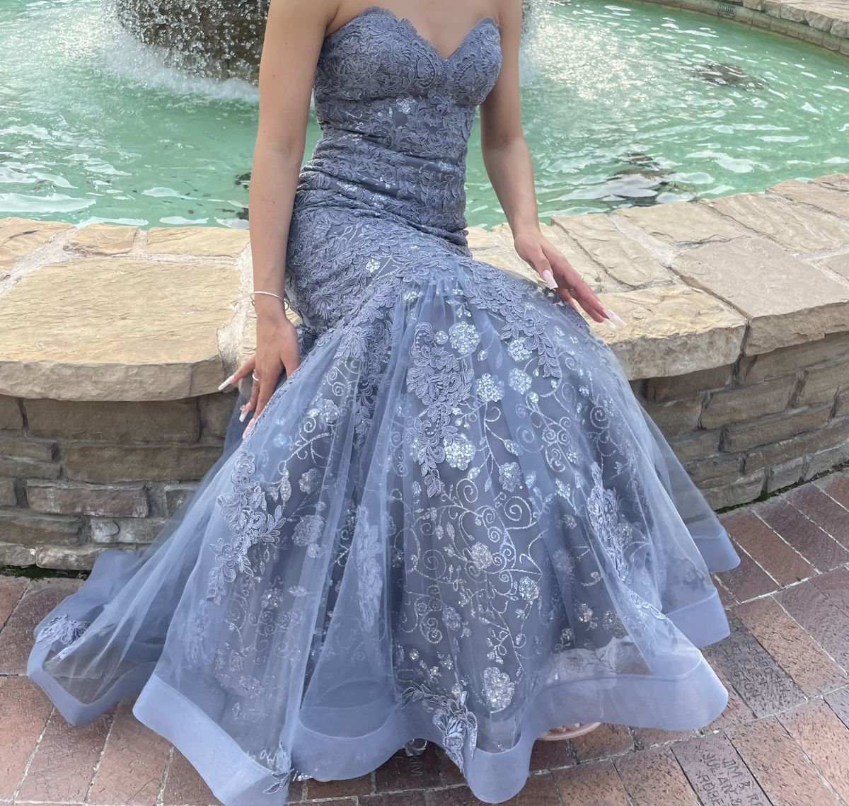 Jovani Size 4 Prom Blue Mermaid Dress on Queenly