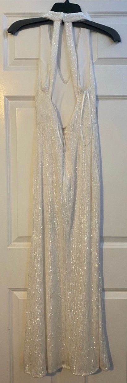 Xscape Size S Prom High Neck White Floor Length Maxi on Queenly