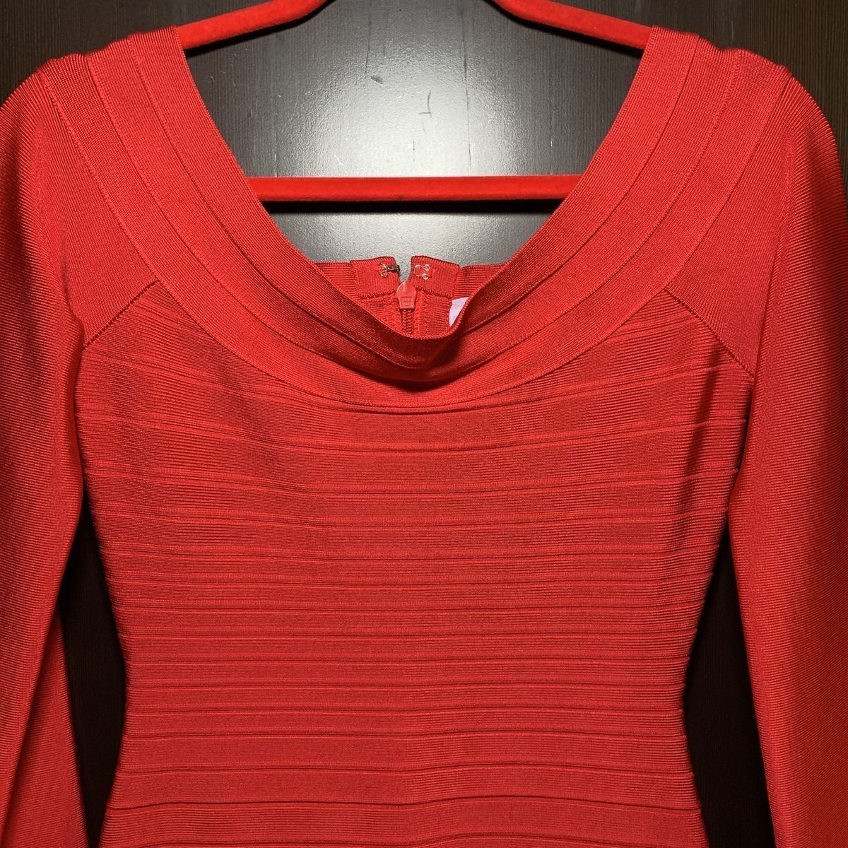 Herve Leger Size 4 Nightclub Long Sleeve Red Cocktail Dress on Queenly